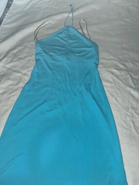 BCBGMaxAzria Turquoise Strapless Halter Dress